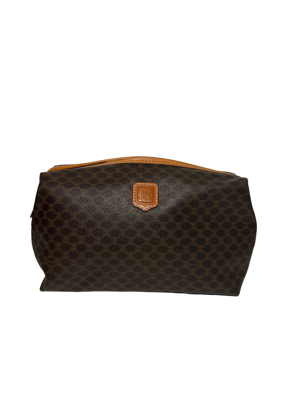 Pochette Celine Macadam cuir beige et marron
