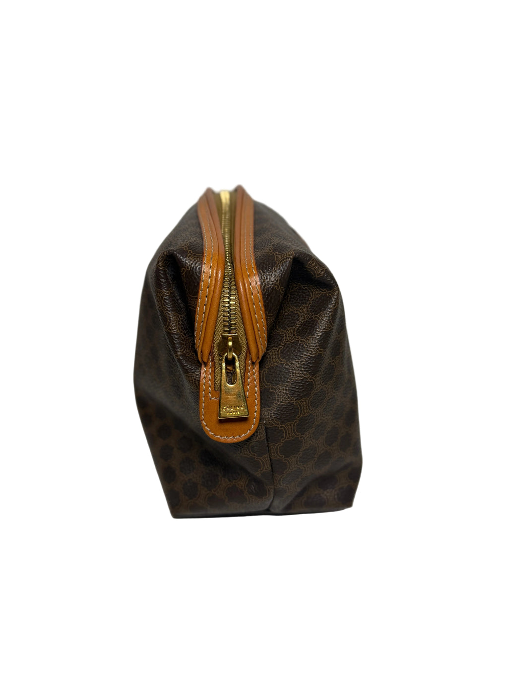 Pochette Celine Macadam cuir beige et marron