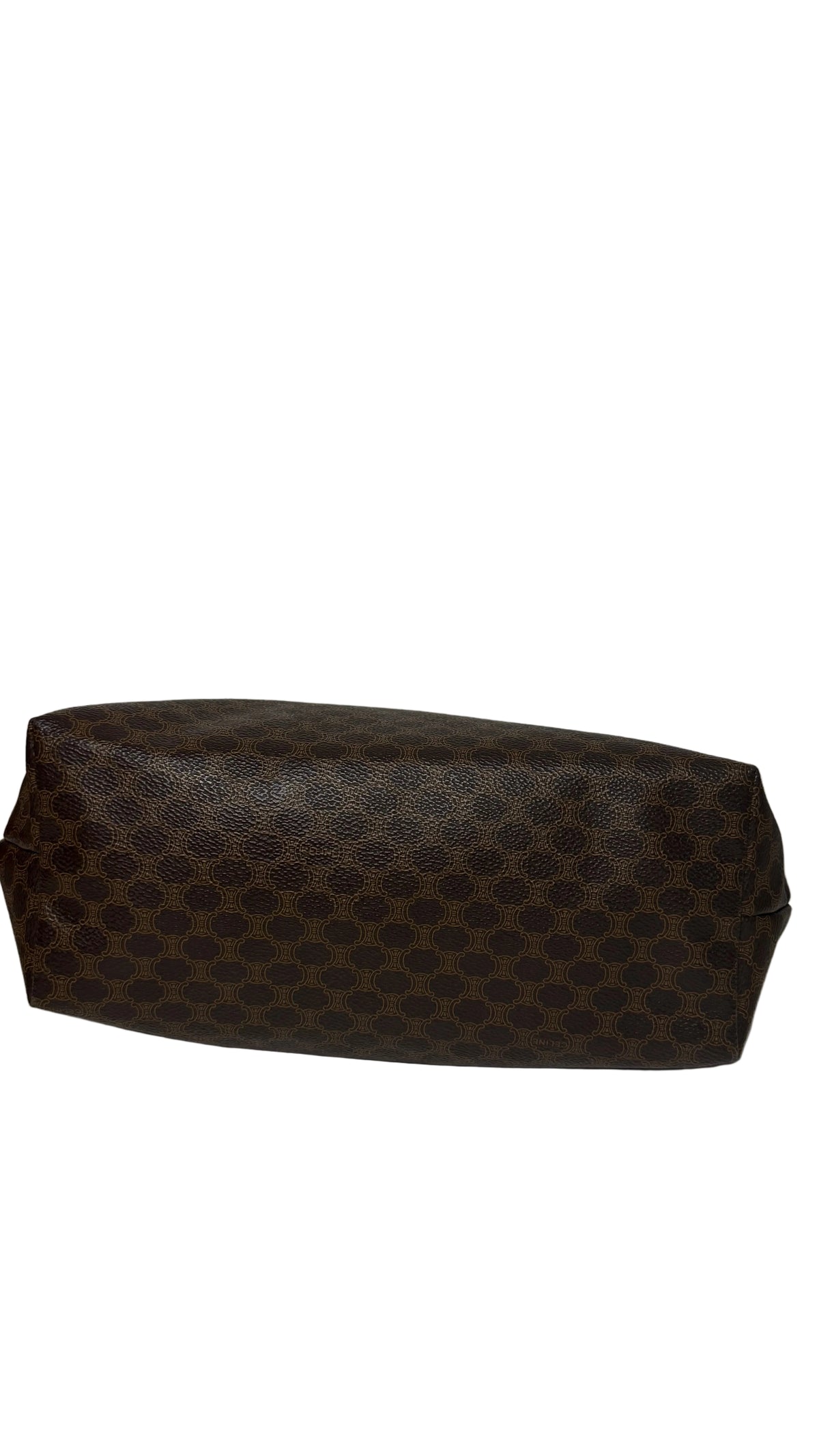 Pochette Celine Macadam cuir beige et marron