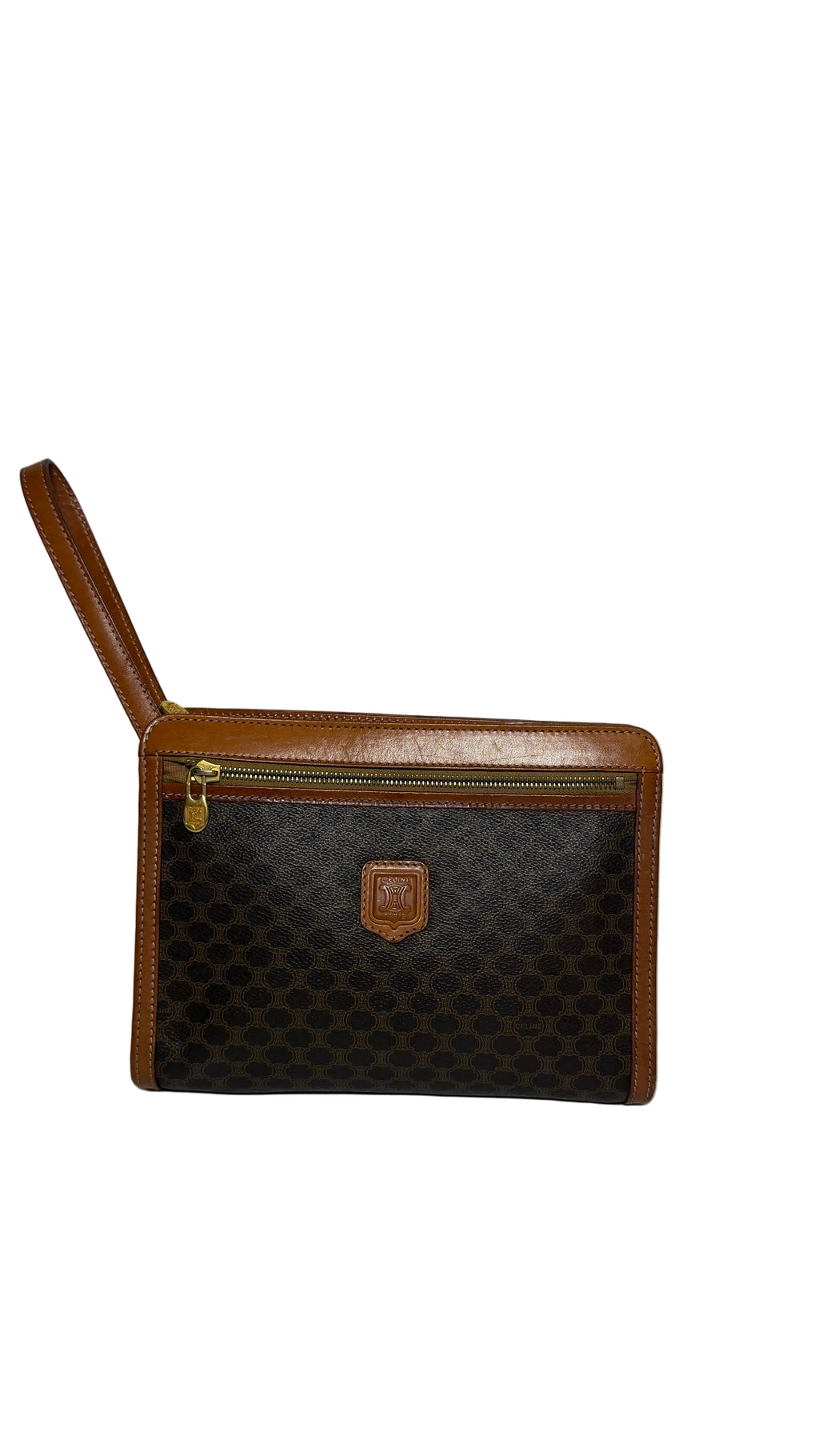 Celine leather pouch with wrist strap