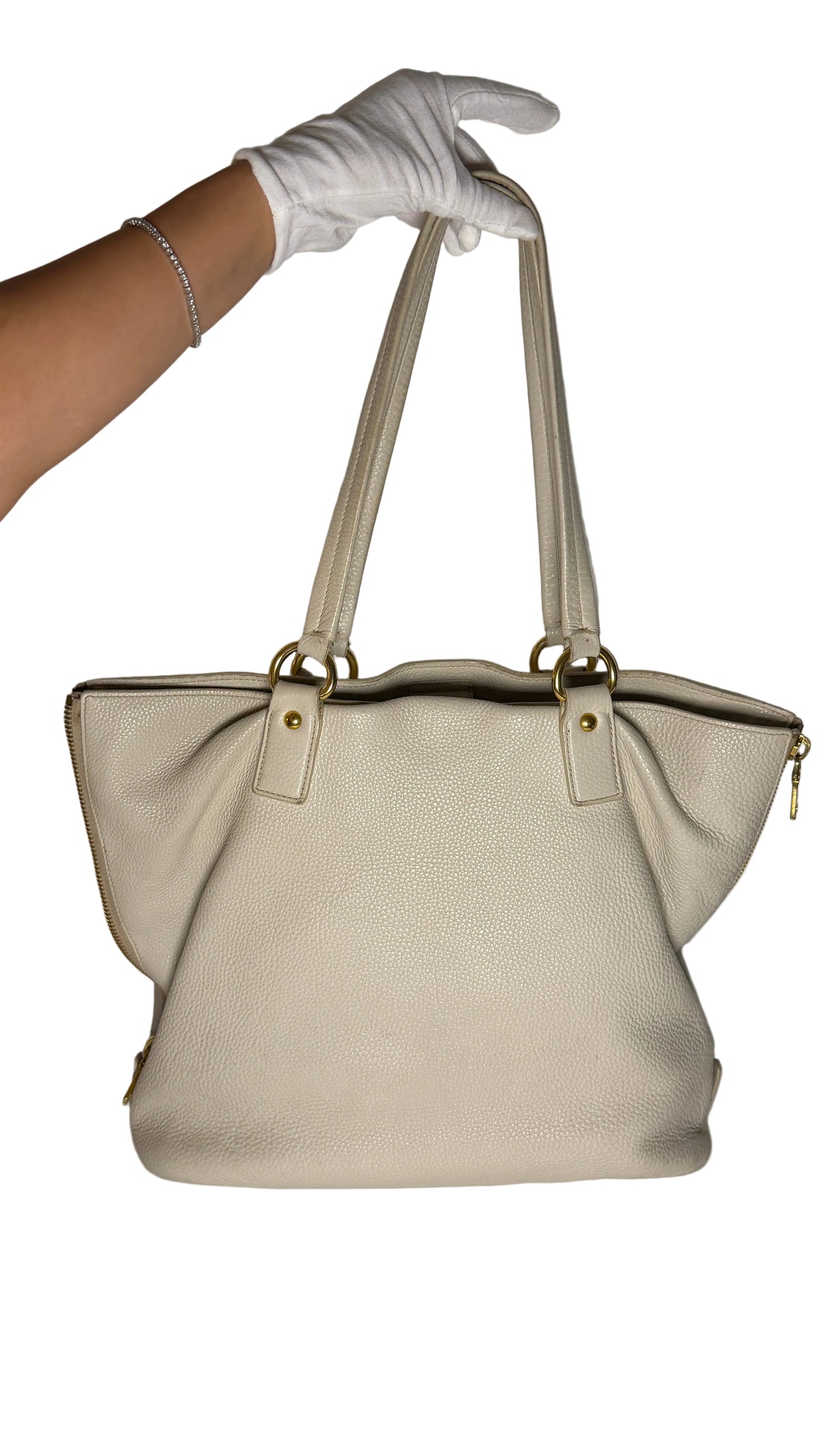 Prada beige leather tote bag