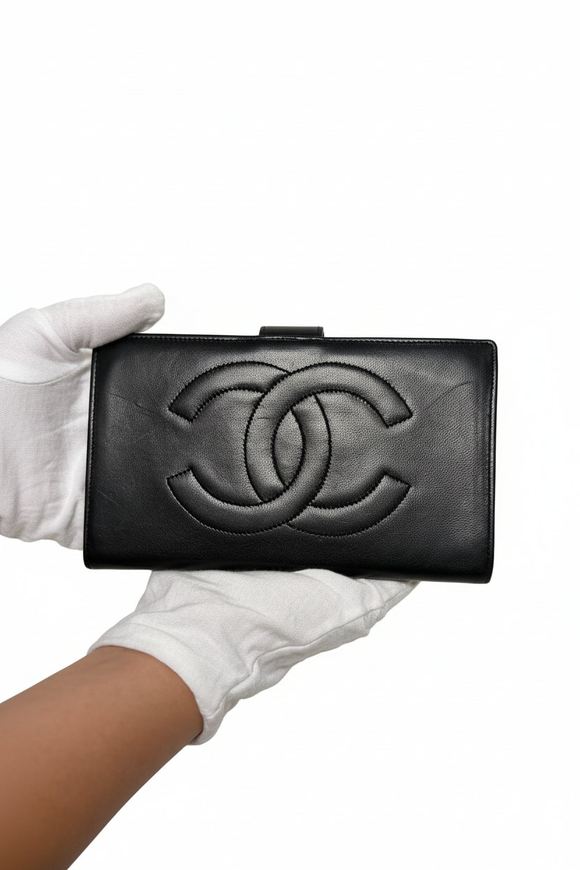 Portefeuille long Chanel Coco Mark en cuir d'agneau