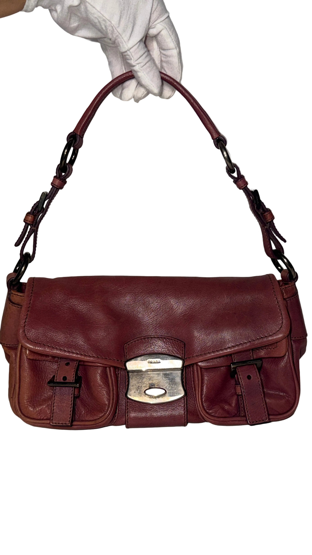 Sac Prada One Shoulder en cuir rose
