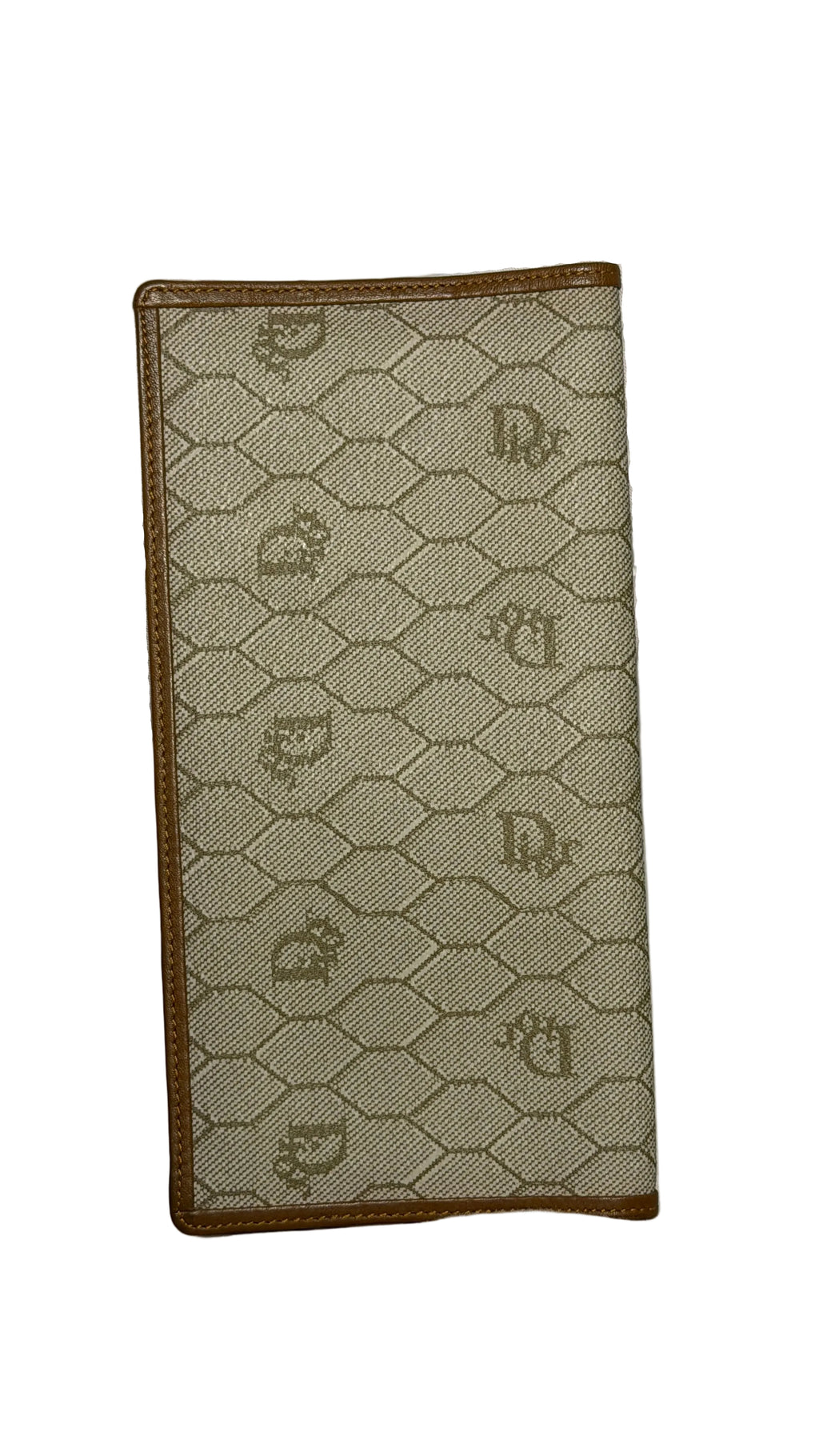 Dior Honeycomb long wallet in beige and brown leather