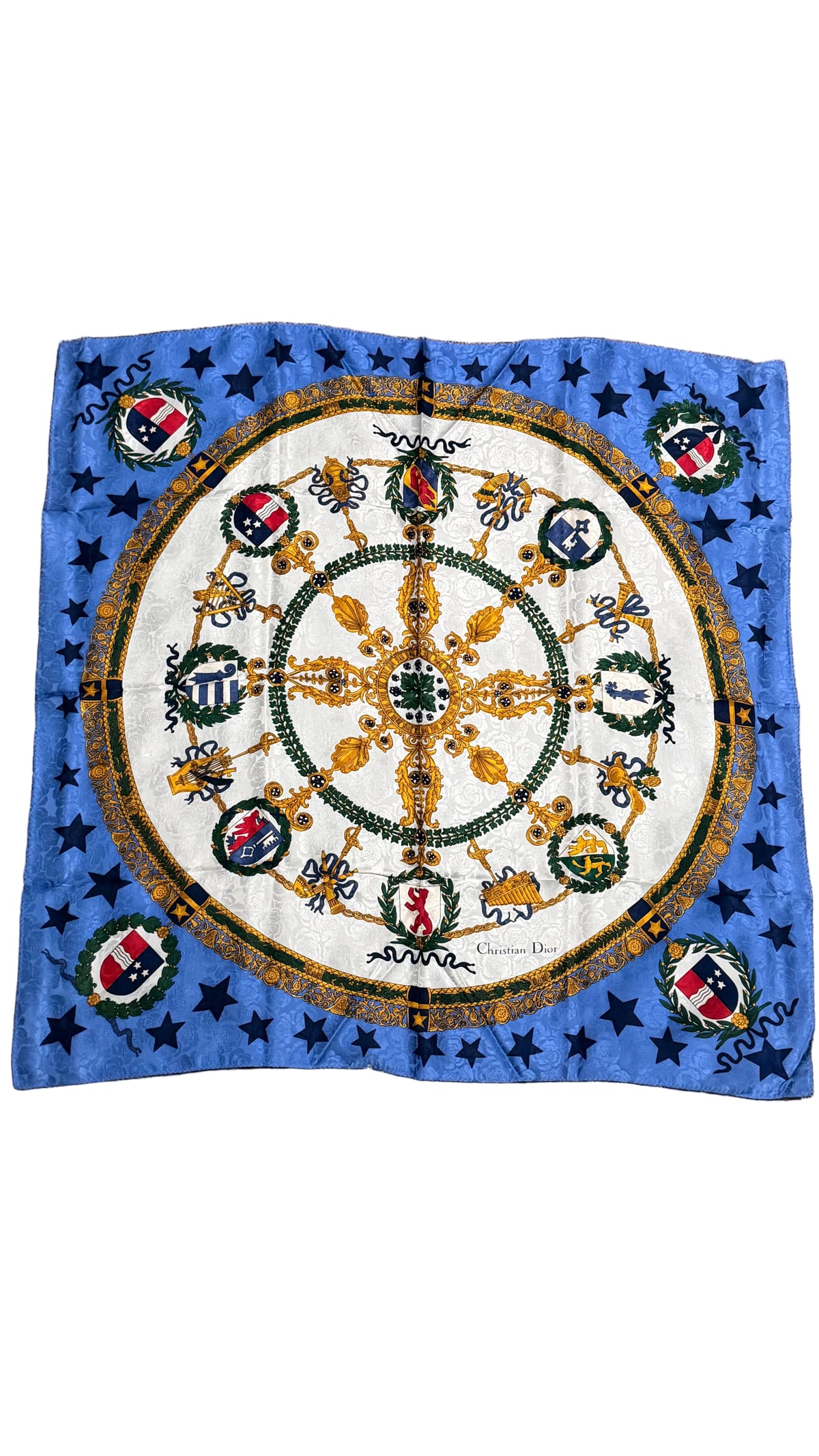 Blue and white silk Dior scarf