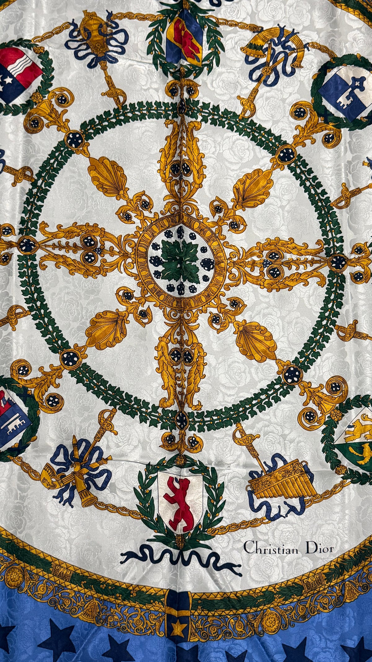 Blue and white silk Dior scarf
