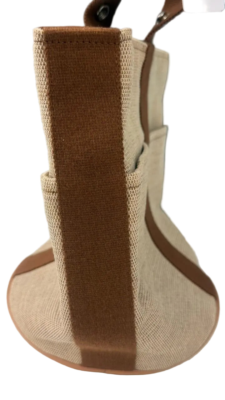 Sac Hermès Saxophone MM en toile beige et brun
